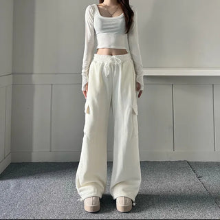 Corduroy String Cargo Jogger Wide Pants Training Two-way