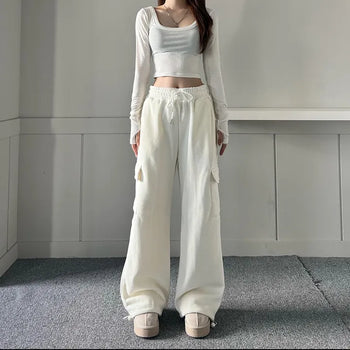 Corduroy String Cargo Jogger Wide Pants Training Two-way