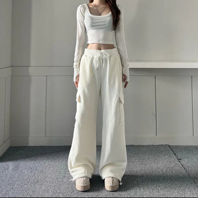 Corduroy String Cargo Jogger Wide Pants Training Two-way