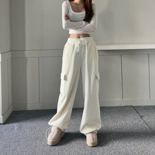 Corduroy String Cargo Jogger Wide Pants Training Two-way