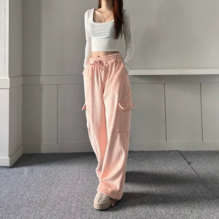 Corduroy String Cargo Jogger Wide Pants Training Two-way