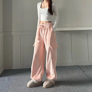 Corduroy String Cargo Jogger Wide Pants Training Two-way