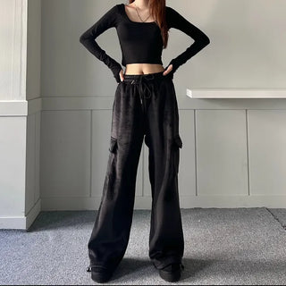 Corduroy String Cargo Jogger Wide Pants Training Two-way