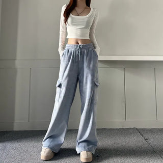 Corduroy String Cargo Jogger Wide Pants Training Two-way