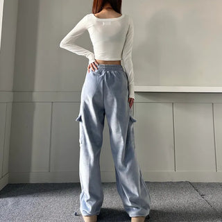 Corduroy String Cargo Jogger Wide Pants Training Two-way