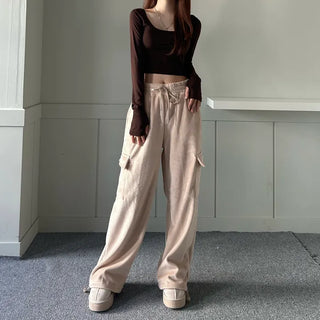 Corduroy String Cargo Jogger Wide Pants Training Two-way