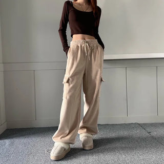 Corduroy String Cargo Jogger Wide Pants Training Two-way