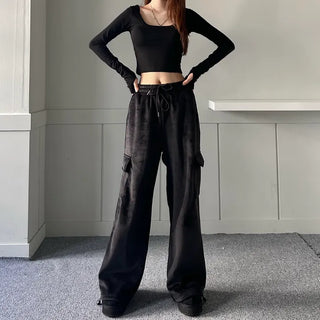 Corduroy String Cargo Jogger Wide Pants Training Two-way