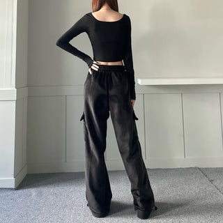 Corduroy String Cargo Jogger Wide Pants Training Two-way