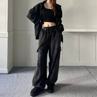 Corduroy String Cargo Jogger Wide Pants Training Two-way