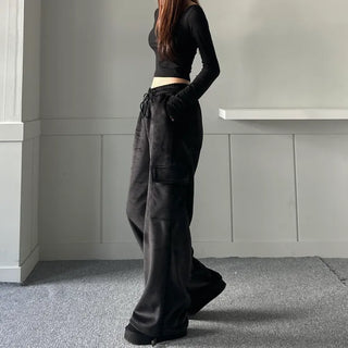 Corduroy String Cargo Jogger Wide Pants Training Two-way