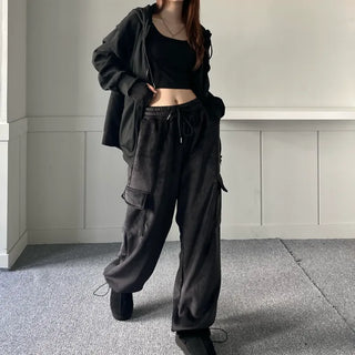 Corduroy String Cargo Jogger Wide Pants Training Two-way