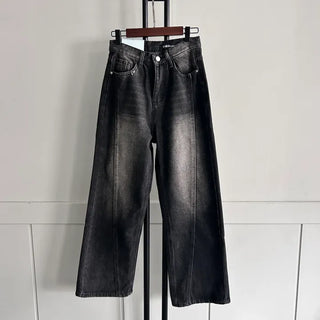 Incisional Washing Denim Vintage Washed Cut-out Pants for