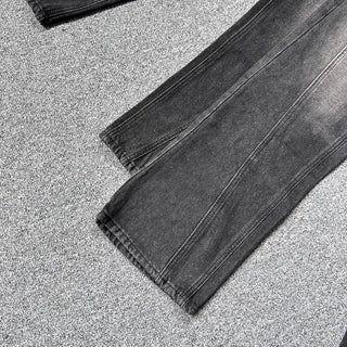 Incisional Washing Denim Vintage Washed Cut-out Pants for