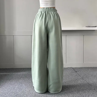String Wide Jogger Pants Fleece-lined Training Two-way Tracksuit