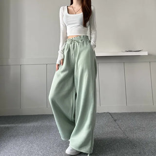 String Wide Jogger Pants Fleece-lined Training Two-way Tracksuit