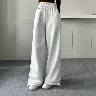 String Wide Jogger Pants Fleece-lined Training Two-way Tracksuit