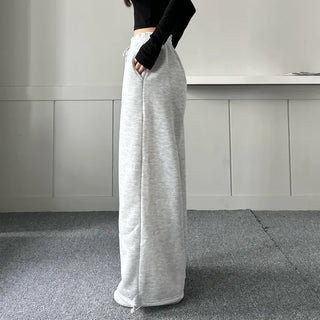 String Wide Jogger Pants Fleece-lined Training Two-way Tracksuit