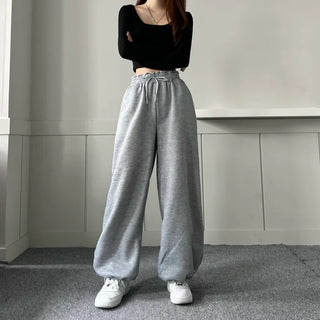 String Wide Jogger Pants Fleece-lined Training Two-way Tracksuit