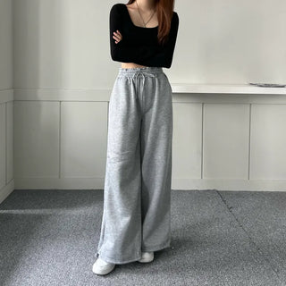 String Wide Jogger Pants Fleece-lined Training Two-way Tracksuit
