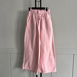 String Wide Jogger Pants Fleece-lined Training Two-way Tracksuit