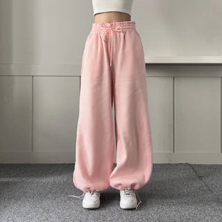 String Wide Jogger Pants Fleece-lined Training Two-way Tracksuit