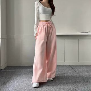 String Wide Jogger Pants Fleece-lined Training Two-way Tracksuit