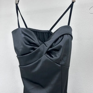 Twisted Satin Dress Stretch Party Sleeveless Bustier Silky