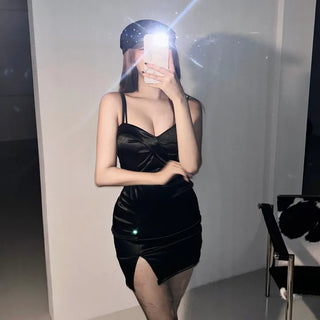 Twisted Satin Dress Stretch Party Sleeveless Bustier Silky