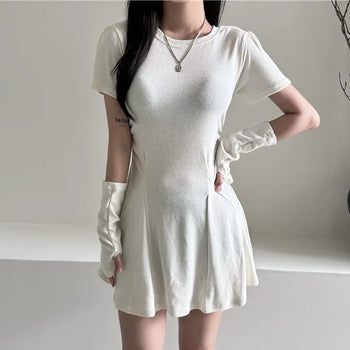 Short-sleeved warm flared dress warmer Party look Year-end