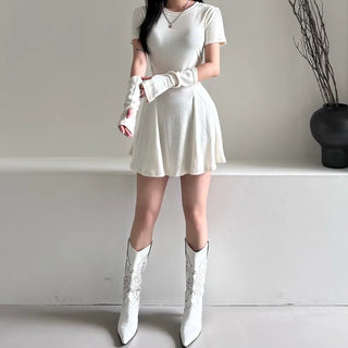 Short-sleeved warm flared dress warmer Party look Year-end