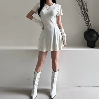 Short-sleeved warm flared dress warmer Party look Year-end