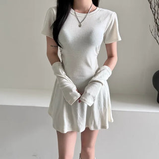 Short-sleeved warm flared dress warmer Party look Year-end