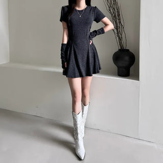Short-sleeved warm flared dress warmer Party look Year-end