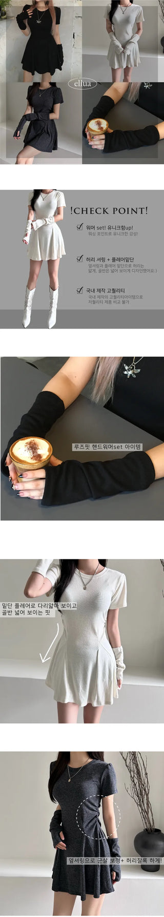 Short-sleeved warm flared dress warmer Party look Year-end