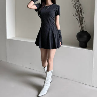 Short-sleeved warm flared dress warmer Party look Year-end
