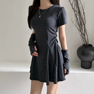 Short-sleeved warm flared dress warmer Party look Year-end