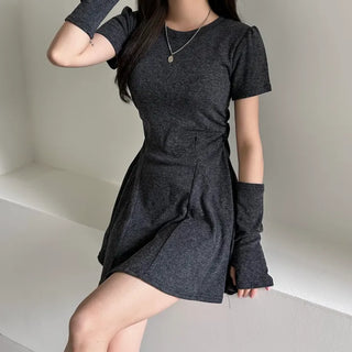 Short-sleeved warm flared dress warmer Party look Year-end