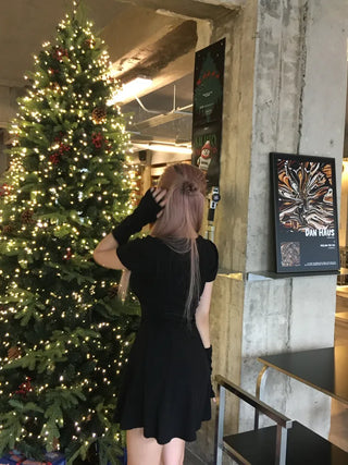 Short-sleeved warm flared dress warmer Party look Year-end