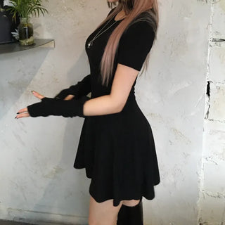 Short-sleeved warm flared dress warmer Party look Year-end