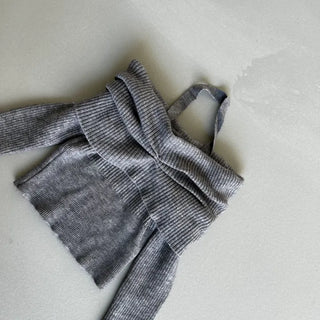 Shirring Cropped Halterneck Off-Shoulder Delicate Fit Knit