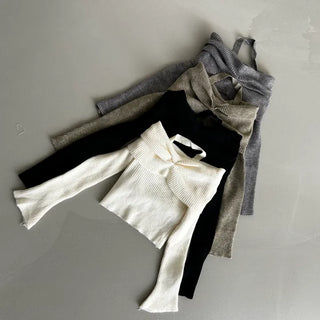 Shirring Cropped Halterneck Off-Shoulder Delicate Fit Knit