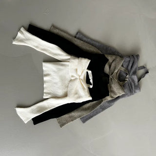 Shirring Cropped Halterneck Off-Shoulder Delicate Fit Knit