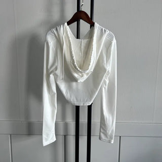 Long-sleeved cropped hoodie Daily slim layered tee inner
