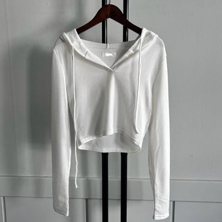 Long-sleeved cropped hoodie Daily slim layered tee inner