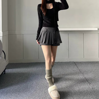 Soft muffler U-neck Long-sleeved set fleece-lined t-shirt