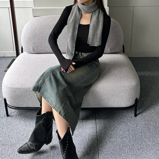 Candy muffler lightweight knit scarf