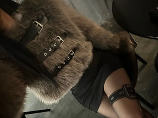 Bear Buckle Cropped Fur Jacket 4oz Quilted Winter