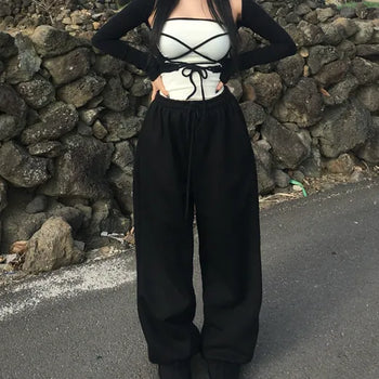 Daily Fleece-lined Wide Pants Jogger Training Tracksuit Basic