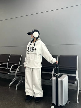 Daily Fleece-lined Wide Pants Jogger Training Tracksuit Basic
